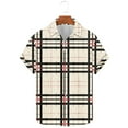 thumbnail image 1 of Aueoeo Short Sleeve Button Up Shirts for Men Summer Regular Fitted Plaid Shirts Casual Work Shirt Tops & Blouse （Available In Big & Tall) 3X 4X 5X Beige, 1 of 5