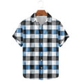 thumbnail image 1 of Njoeus Short Sleeve Button Up Shirts for Men Summer Regular Fitted Plaid Shirts Casual Work Shirt Tops & Blouse （Available In Big & Tall) 3X 4X 5X Summer Savings Dark Blue, 1 of 5