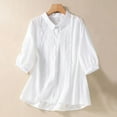 thumbnail image 1 of Njoeus Short Sleeve Shirts for Women, Blouses for Women Dressy Casual Linen Shirts for Women Button Up Boho Embroidered Tunic Tops Casual 3/4 Sleeve Dressy Blouses Lightweight Summer T-Shirt M-XXL, 1 of 9