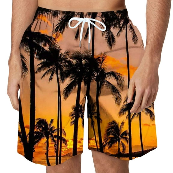 Njoeus Shorts Mens Swim Trunks Swimsuit Tropical Printed Beach Shorts Bathing Suits Summer Boardshorts with Elastic Waist Drawstring S-6XL (Available in Big & Tall Size)
