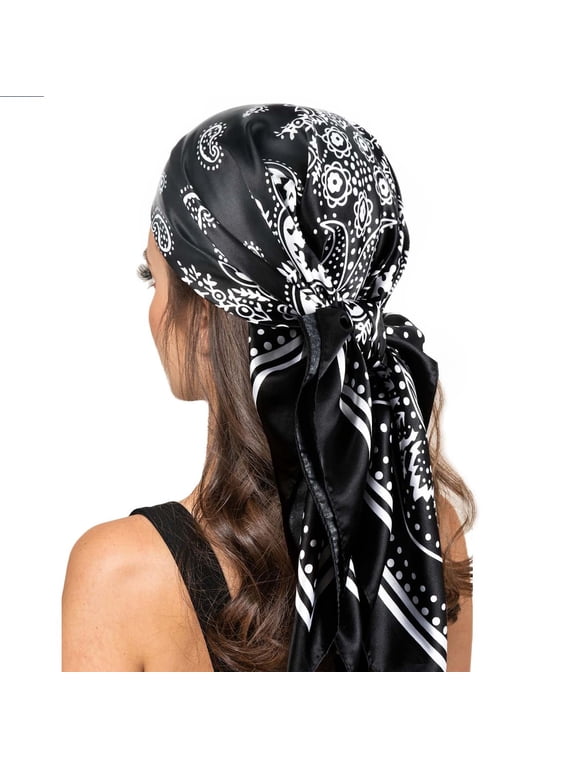 Aueoeo Silk Like Head Scarf, Women's 35" Satin Large Squared Hair Scarves and Wraps Headscarf for Sleeping