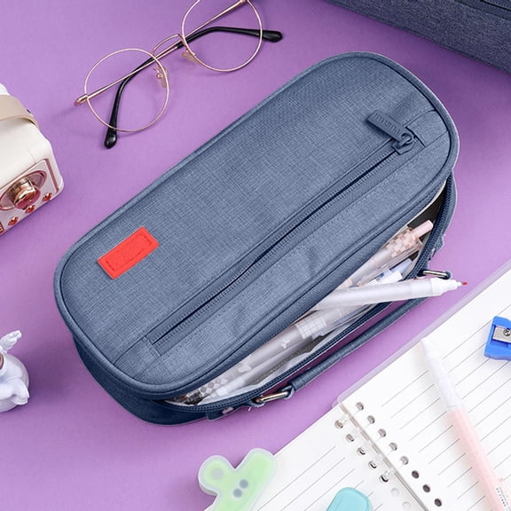 Njoeus Simple Large Capacity Stationery Box stud-ent Multifunctional Multi Layer Pencil Case One Large Multi-Layer Pencil Case Lets stud-ents Carry Their Whole Creative World