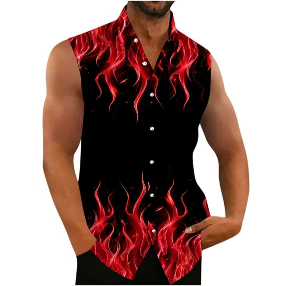 Njoeus Sleeveless Shirts For Men Muscle Shirts For Men Men'S Sleeveless Shirts Button Up Beach Hawaiian Shirt For Men Big&Tall Casual Tank Tops Summer Funny Printed T Shirts S-5Xl Mens Tops Summer Sav
