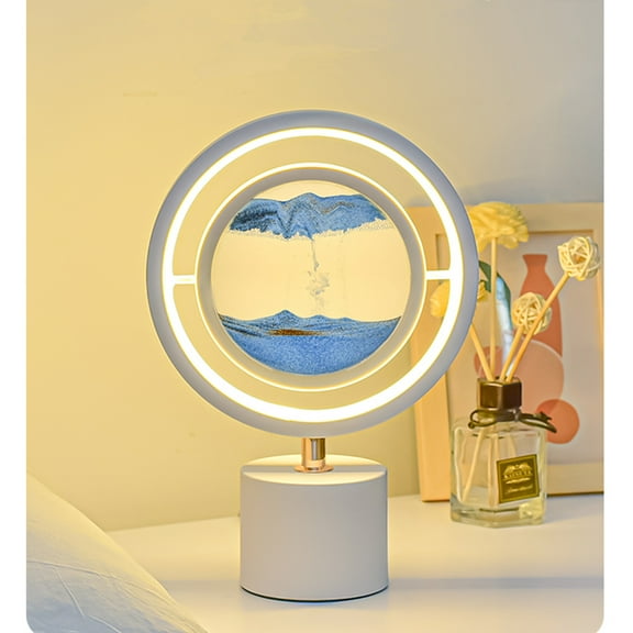 Njoeus Smart Home Appliance Night Light Kids 3D Mobile Sand Painting, 360 ° Rotating Quicksand Table Lamp, Creative Art Sand Painting Liquid Movement, Living Room Bedroom Decor