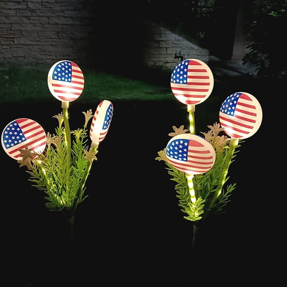 Njoeus Solar Powered Flag LED Outdoor Waterproof Ground Stake Light Independence Day Decor One Solar-Powered USA Flag Ground Stake Light Shines a Patriotic Beacon in Your Yard All Night Long