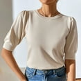thumbnail image 1 of Njoeus Spring Tops for Women 2024 Puff Short Sleeve Sweaters Tops Crew Neck Pullover Tops Lightweight Knit Blouses Shirt Fall Tops, 1 of 9