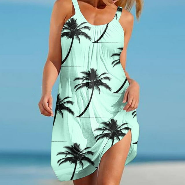 Njoeus Summer Dresses for Women 2024 Printed Vacation T Shirt Dress