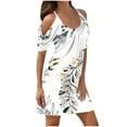 thumbnail image 1 of Njoeus Summer Dresses for Women Cold Shoulder Tank Mini Dress T Shirt Dress Casual Flowy Boho Floral Beach Sundress S-3XL, 1 of 4