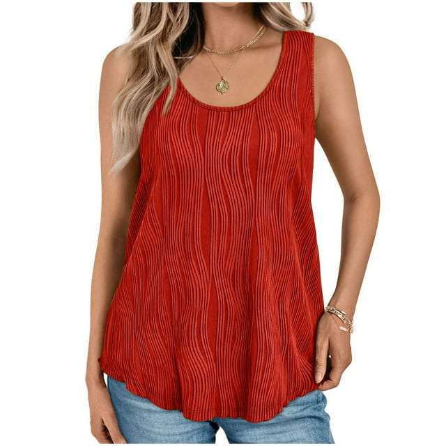 Njoeus Summer Sleeveless Tank Top For Women Trendy Casual Crew Neck