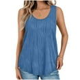 thumbnail image 1 of Njoeus Summer Sleeveless Tank Top For Women Trendy Casual Crew Neck Wave Textured Cami Loose Flowy Going Out Vest Blouse, 1 of 9