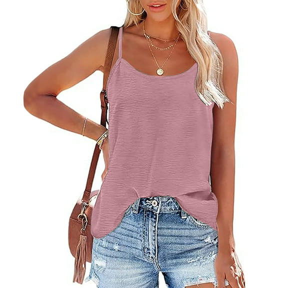 Njoeus Summer Tops for Women 2025 Vests Tops for Women Womens Sexy Spaghetti Strap Tank Tops Loose Fitted Camisole Dressy Casual Blouse Summer Sleeveless Cami Basic Tank Shirt Off The Shoulder Tops Fo