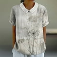 thumbnail image 1 of Njoeus Summer Tops Womens T Shirts Linen Shirts for Women, Women's Ladies Fashion Casual Cropped Short Sleeve Printing Cotton Loose Shirt Blouse Top Womens Blouses On Clearance, 1 of 5