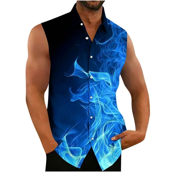 Njoeus T Shirts For Man Oversized Tshirts For Men Men'S Sleeveless Shirts Button Up Beach Hawaiian Shirt For Men Big&Tall Casual Tank Tops Summer Funny Printed T Shirts S-5Xl Plus Size Tops Summer Sav