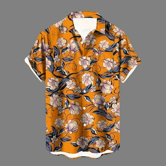 Njoeus T Shirts Men Big & Tall Tops Hawaiian Shirt for Men, Unisex Summer Beach Casual Short Sleeve Button Up Shirts, Floral Printed Clothing for Men & Boys Mens Shirts