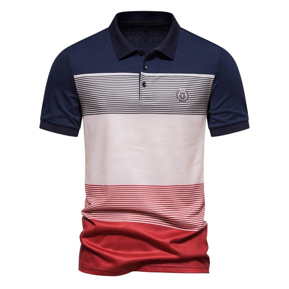 Njoeus T Shirts Men T Shirts for Man Men's Color Block Sports T-Shirt Top Slim Fitting Short Sleeve Lapel Casual Office Work Tee Shirt Men Trendy Blouses Graphic Tees