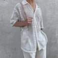 thumbnail image 1 of Njoeus T Shirts Men Men's Tee-Shirts Men's Casual Summer Hollow Out T-Shirt Short Sleeve Vacation Party Beach Shirts Button Lace Pacthwork Shirt Tops Men's Tank Tops, 1 of 6
