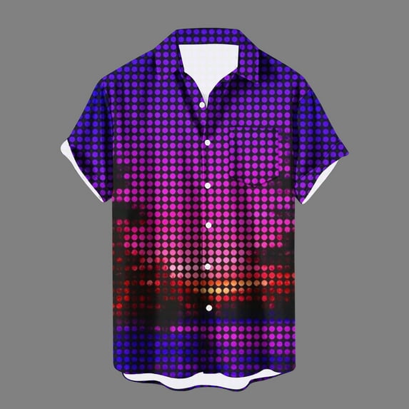 Njoeus T Shirts Men Men's Tee-Shirts Men's Hawaiian Shirt Button Up Short Sleeve Beach Shirts for Men Summer Casual M-3Xl Tshirts Men