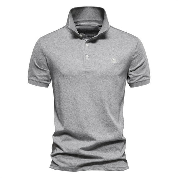 Njoeus T Shirts Men Tee Shirts Mens Men's Short Sleeve Cotton T-Shirt Solid Embroidery Dress Shirt Lapel Neck Slim Fitted Bottom Shirt Basic Tees Tops S-Xxl Summer Tops for Teens