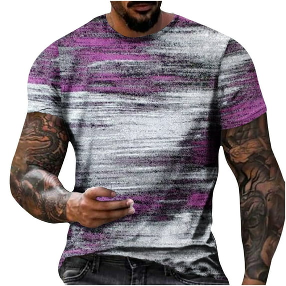 Njoeus T Shirts Men Big & Tall Tops Men's T-Shirt Men Tie-Dyed Blouses Casual Vacation Sports Short Sleeve Round Neck T-Shirt Blouses Mens Muscle Tank Tops