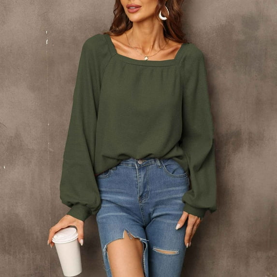 Njoeus T Shirts for Women, Women's Plain Long Sleeve Shirt Fashion Comfy Tunic Tops Loose Casual Tee Shirts Dressy Blouse S-XXL