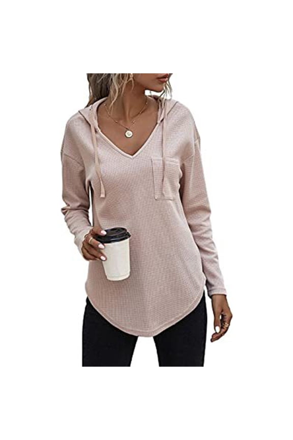 T Shirts for Women, Womens Casual Hoodies Long Sleeve Workout Gym Pullover V-Neck Hooded Tunic Tops