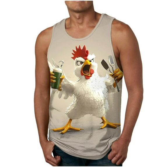 Njoeus Tank Tops Men Funny Cute Graphic Tees Gym Workout Tank Top Muscle Bodybuilding Sleeveless Shirts for Men Jogging Running Summer Casual Beach Tank Tops S-3XL Beige