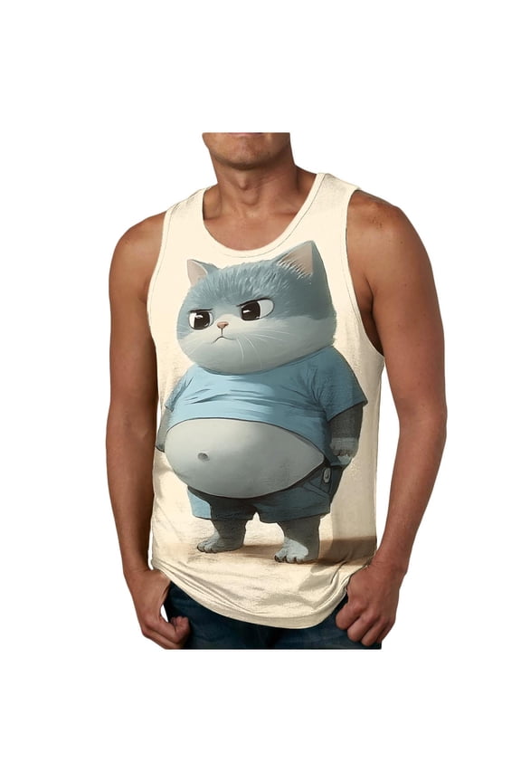 Tank Tops Men Funny Cute Graphic Tees Gym Workout Tank Top Muscle Bodybuilding Sleeveless Shirts for Men Jogging Running Summer Casual Beach Tank Tops S-3XL Blue