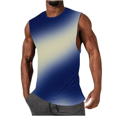 Njoeus Tank Tops Men, Gym Workout T Shirts Men's Summer Gradient Print Casual Fitness Sport Mens Tank Top Sleeveless Shirts for Men On Clearance