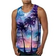 thumbnail image 1 of Njoeus Tank Tops Men's Big & Tall Hawaiian Beach Shirt Palm Tree Novelty Graphic Tees Mens Casual Vacation Sleeveless Shirts Summer Sports T-Shirt 2X 3X 4X Purple Summer Savings, 1 of 4