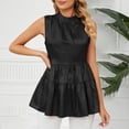 thumbnail image 1 of Njoeus Tank Tops for Women's Satin Ruffle Mock Neck T-Shirts Summer Flowy Sleeveless Dressy Casual Blouse Flare Shirt Dress S-XXL, 1 of 9
