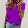 thumbnail image 1 of Njoeus Tops for Women Trendy Business Casual Tops for Women Womens Summer Shirt Ruffle V Neck Casual Tshirts Puff Sleeve Tops for Women Trendy Work Office Blouse Solid Color M-4Xl Summer Tops On Clear, 1 of 6