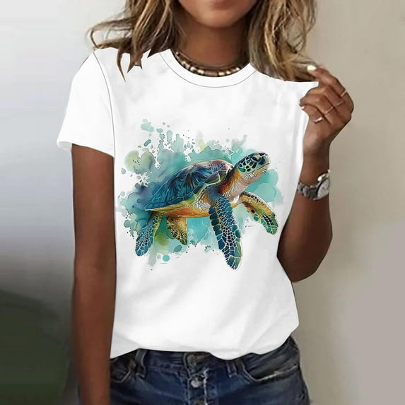 Njoeus Tops for Women Trendy Custom T Shirts Women Funny Graphic Tees Casual Beach Hawaiian Shirts Women Workout T-Shirt Printed Cute Tops Summer Vacation Vintage Tshirt Trendy Blouse S-5Xl (Available