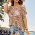 thumbnail image 1 of Njoeus Tops for Women Trendy White Tops for Women Womens Summer Cover Ups Crew Neck Short Sleeve Sweater Women Trendy Casual Crochet Hollow Out Knit Tops Pullover Shirts Beach Cover Ups Ladies Tops An, 1 of 7