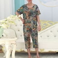 thumbnail image 1 of Njoeus Two Piece Sets for Women Dressy, Womens Pajamas Cotton Pajama Sets for Women 2 Piece Floral Print Pjs Set Summer Comfy Sleepwear Short Sleeve Shirt Capris Pajamas Pants Women Plus Size Loungewe, 1 of 3