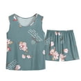 thumbnail image 1 of Njoeus Two Piece Sets for Women Summer, Summer Pajamas for Women Women's Two Piece Cotton Pajama Set Floral Print Sleeveless Cami Shorts Comfy Sleepwear Plus Size Summer Outfit Loungewear Xl-4Xl Tunic, 1 of 2
