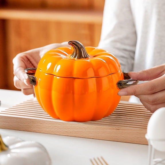 Njoeus Unique Ceramic Pumpkin Tableware Breakfast Set Adds a Holiday Gift Tableware Set for Halloween Thanksgiving Decor