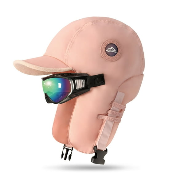 Njoeus Unisex Trapper Hat Warm Winter Bomber Hat with Ear Flap Windproof Ride Hats for Women Men Baseball Ski Cap with Goggles