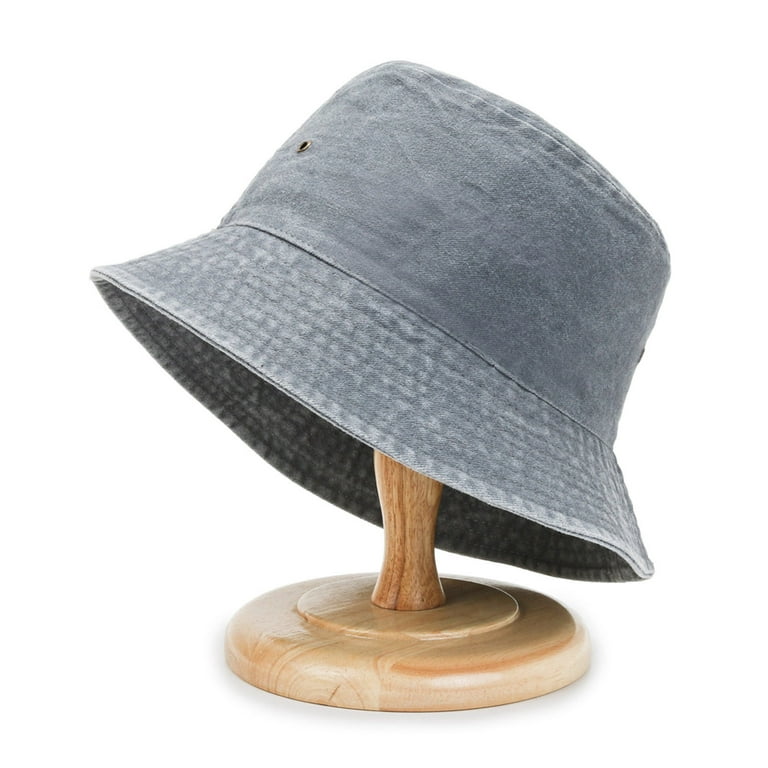 Njoeus unisex Washed Cotton Bucket Hat Plain Summer Outdoor Beach Cap Jean Denim Travel Fisherman Sun Hat for Men Women, Men's, Size: Free size, Gray