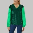 thumbnail image 1 of Njoeus Western Shirts for Women, Sequin Top for Women Party Night Women's V-Neck Tunic Tops Casual Long Sleeve Pullover Blouses, 1 of 5