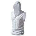thumbnail image 1 of Njoeus White Blouse Big & Tall Tops Hoodies for Men Casual Fashion Gym Workout Tank Top Cotton Button Sleeveless Hooded Vests Sport T-Shirt Summer Sweatshirts S-Xxl Mens Muscle Tank Tops, 1 of 4