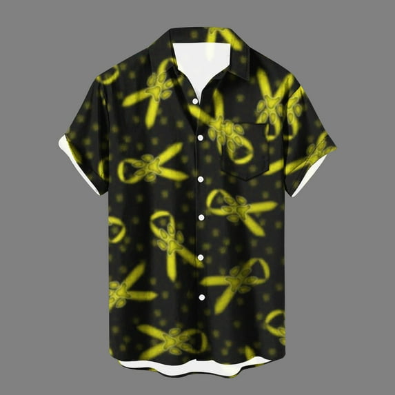 Njoeus White Blouse Men's Tee-Shirts Breast Cancers Awareness Support Ribbon T-Shirt for Men Short Sleeve Button Up Blouse Tops Breast Cancers Shirts with Pocket Mens White Tee Shirts