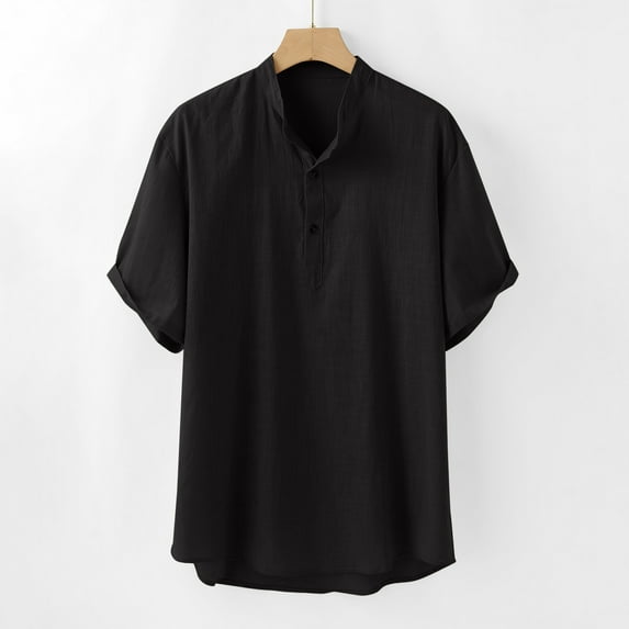 Njoeus White Blouse Mens Tops Men's Cotton Linen T-Shirt Shirt, Relaxed Fitting Short Sleeve Beach Shirts Button Comfort Lightweight Casual T-Shirt Top Blouse M-3Xl Oversized Tee Shirt Men