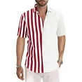 thumbnail image 1 of Njoeus White Blouse Mens Tops Men's Shirt Striped Dress T-Shirt Men Big & Tall Short Sleeve Button Up Shirts Hawaiian Beach Regular Fitted Blouses Casual Shirt Top M-5Xl Short Sleeve Shirts for Men, 1 of 5
