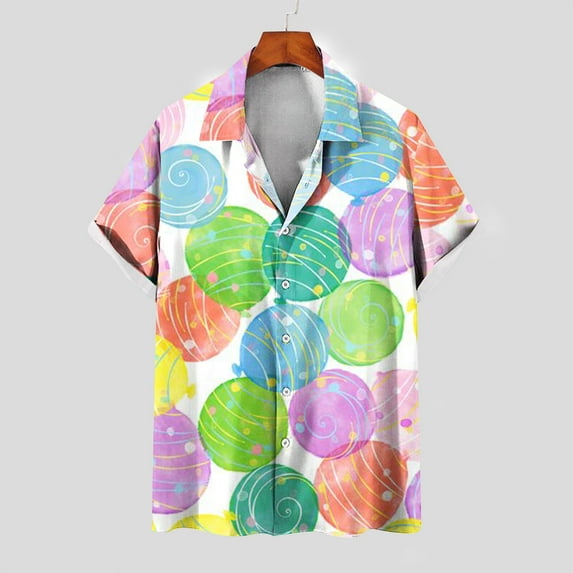 Njoeus White Blouse T Shirts for Man Men's Geometric Funny Graphic Tees Hawaiian Shirt Casual Comfort Breathable Beach Shirt Short Sleeve Button Up Top Blouse for Men & Boy Graphic Tees