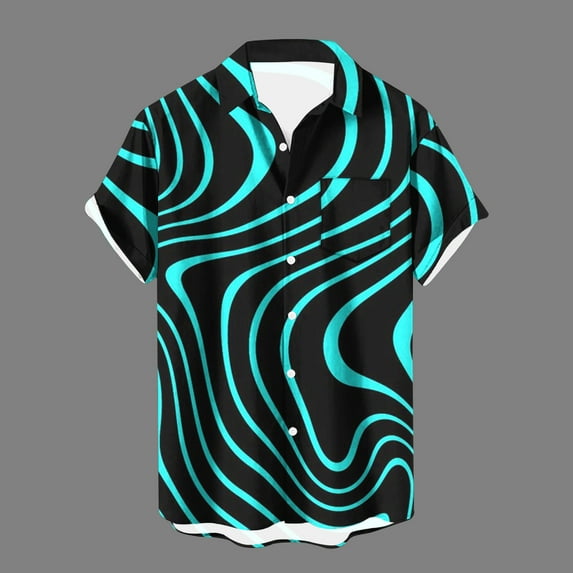 Njoeus White T Shirts for Men Short Sleeve Tops Men's Fashion Striped Party T-Shirt Casual Pocket Shirts for Men Button Up Dress Shirt Work Tops Summer Blouse M-3Xl Summer Tops for Teens