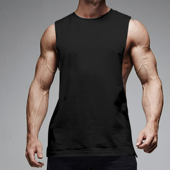 Njoeus White T Shirts for Men Men's Tee-Shirts Men's Summer Casual Fashion Sports Solid Vest Sleeveless Round-Neck Tank Top Graphic Tees