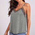 thumbnail image 1 of Aueoeo Tank Top Woman Black Tank Top Woman Cami V Neck Tank Tops for Women Loose Fitted Flowy Spaghetti Strap Camisole Boho Embroidery Summer Tunic Tops Casual Sleeveless Shirts Blouse Plus Size, 1 of 3
