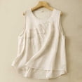 thumbnail image 1 of Njoeus White Tank Top Woman Tshirts Shirts for Women Linen Shirts for Women, Women's Fashion Casual T-Shirt Sleeveless V-Neck Sweatshirt Tops Blouse Cute Tops On Clearance, 1 of 9