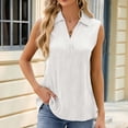 thumbnail image 1 of Njoeus White Tank Top Woman Young Adult Tank Top Women's Sleeveless V Neck Tunic Tank Tops Casual Business Work Blouse Shirts Summer Tops for Women Trendy Loose Solid Lapel Collar Shirts Tank Top Pack, 1 of 6