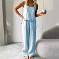 thumbnail image 1 of Njoeus White Two Piece Outfits for Women, Pajama Sets for Women Soft Women's Fashion 2 Piece Cotton Linen Lounge Outfits Sleepwear Sleeveless Spaghetti Strap Tank Top Pants Set Cute Pajama Sets for Wo, 1 of 7